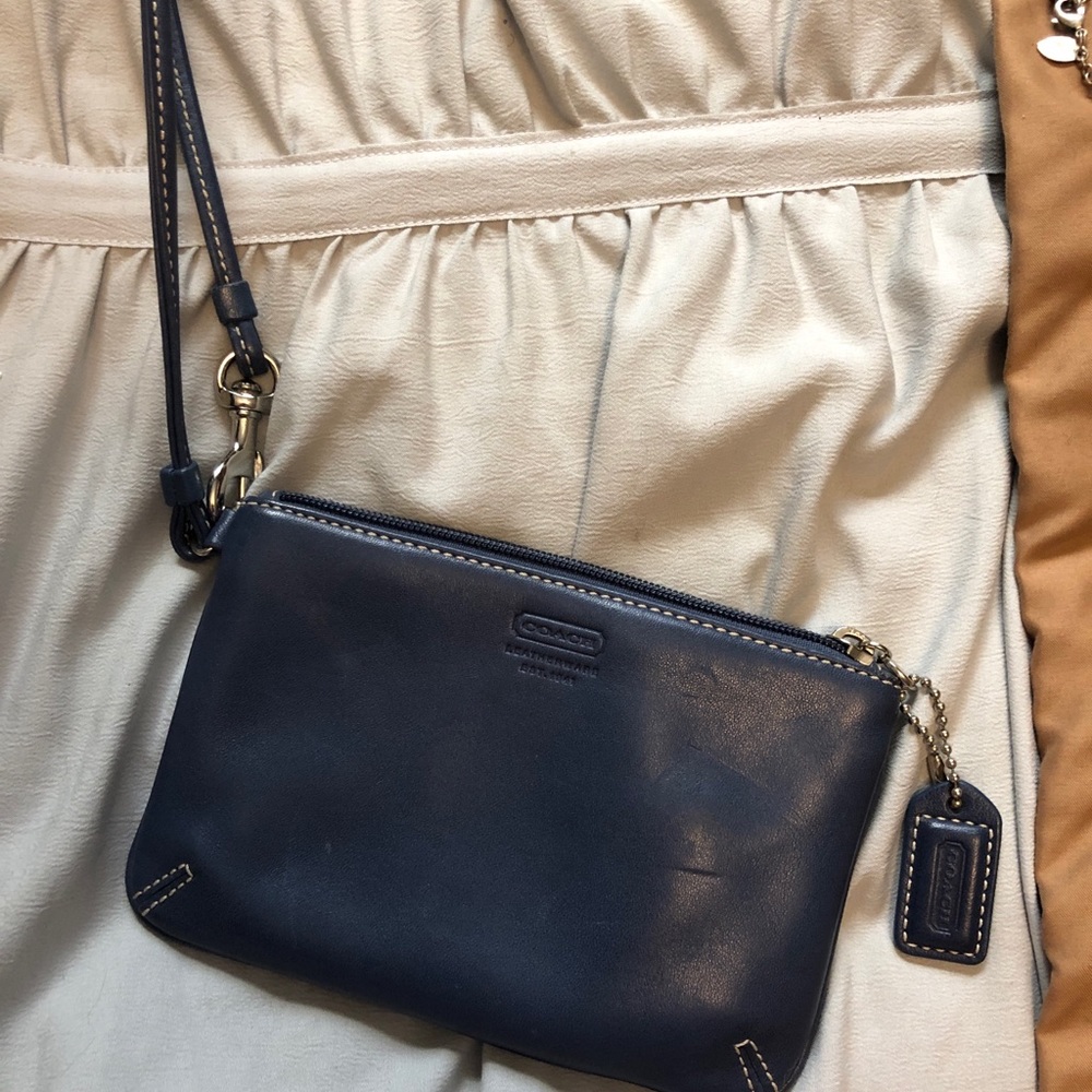 Navy Coach Wristlet